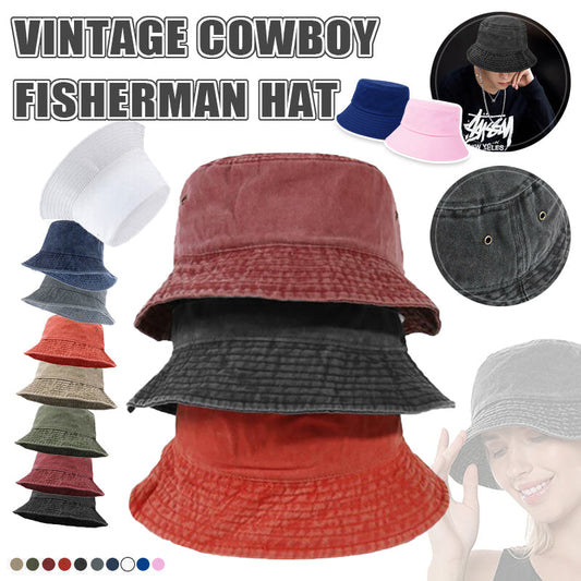 Unisex Men Women Washed Cotton Outdoor Camping Sports Bucket Hats Fisherman Hat - Orange
