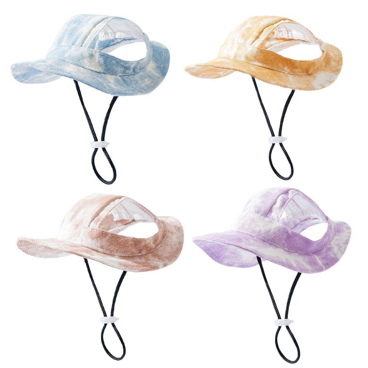 Adjustable Pet Hat with Cute Leaky Ears Sunscreen Fisherman Hat Four Seasons Use - Yellow - M