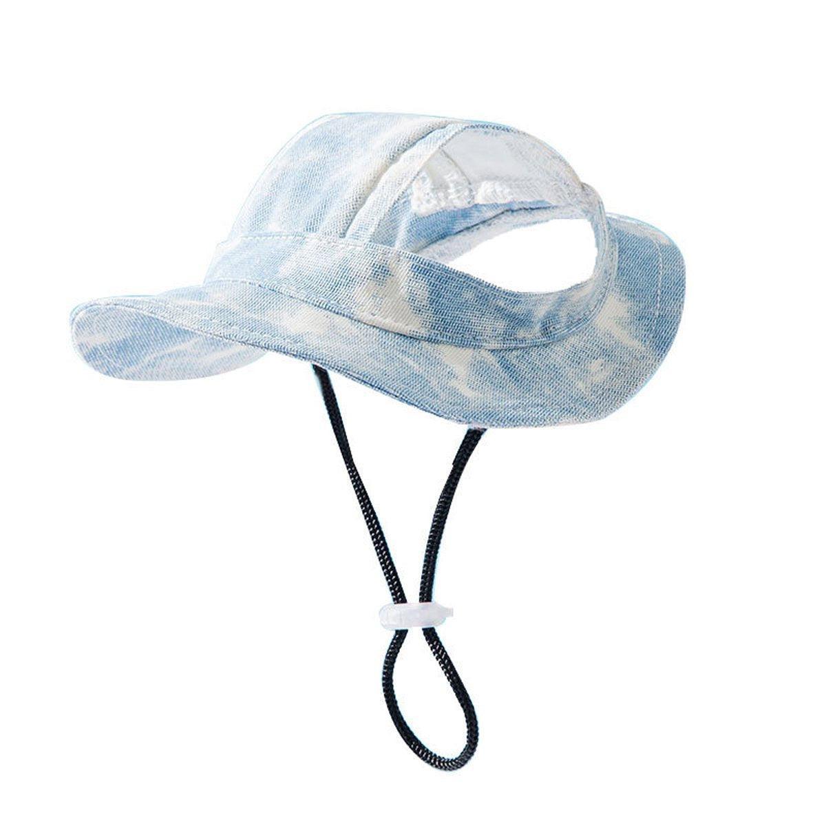 Adjustable Pet Hat with Cute Leaky Ears Sunscreen Fisherman Hat Four Seasons Use - Yellow - M