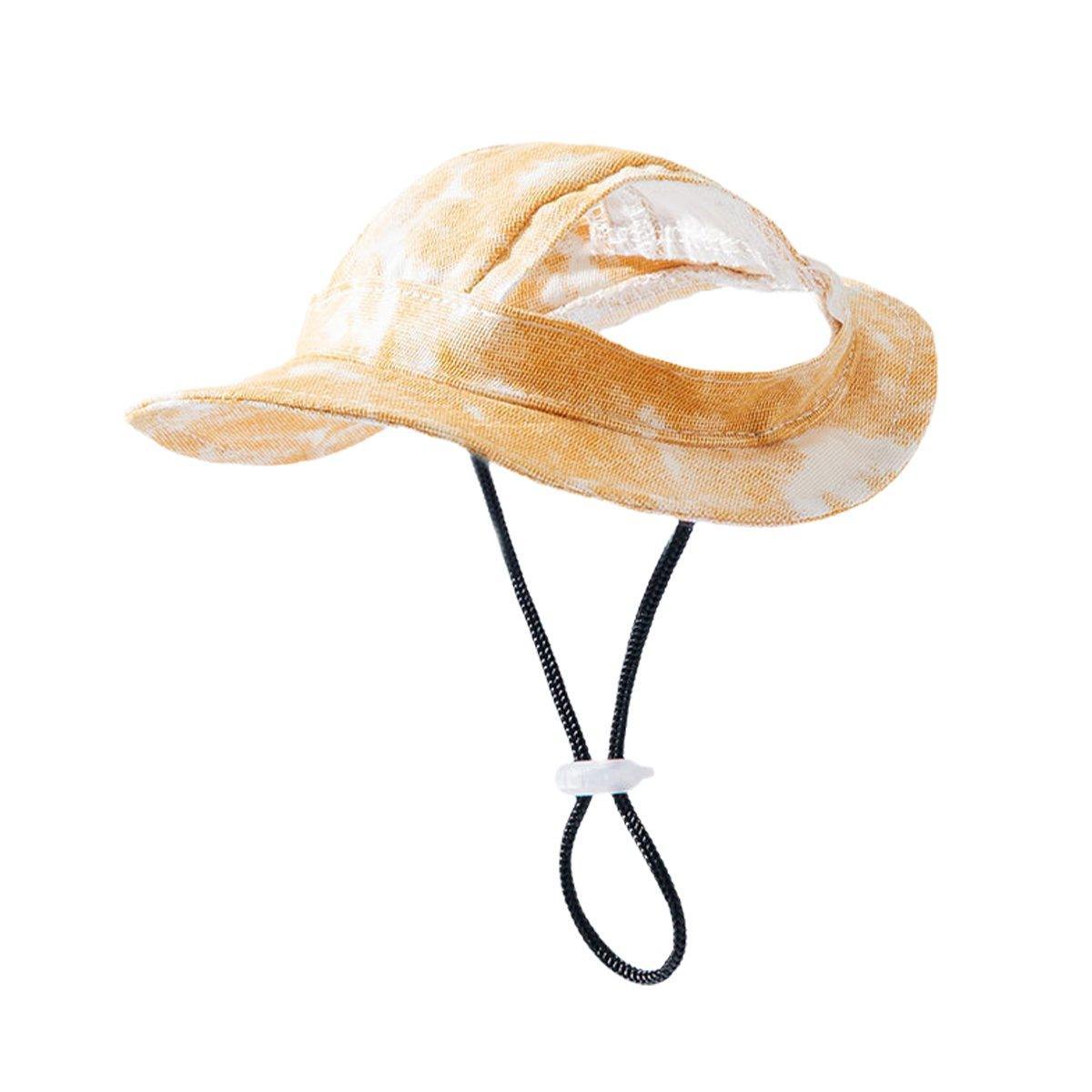 Adjustable Pet Hat with Cute Leaky Ears Sunscreen Fisherman Hat Four Seasons Use - Yellow - M