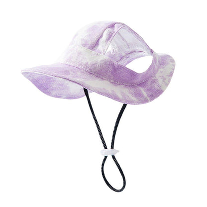 Adjustable Pet Hat with Cute Leaky Ears Sunscreen Fisherman Hat Four Seasons Use - Yellow - M
