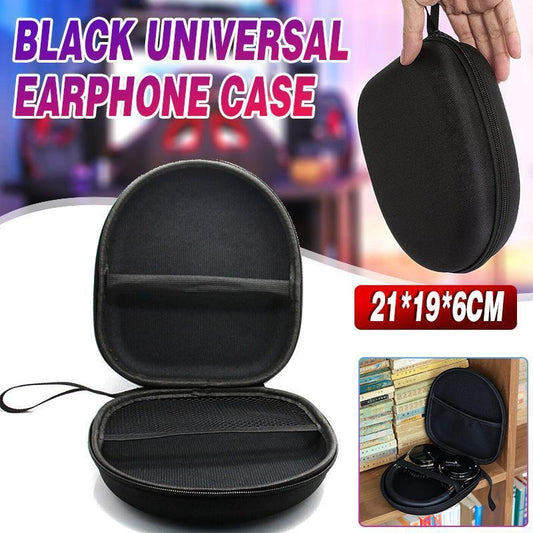 Earphone Case Headset Hard Carrying Box Headphone Storage Bag Black Universal.
