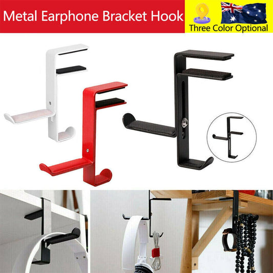 Metal Earphone Headset Desks Display Stand Hanger Holder Headphone Bracket Hook - Black.