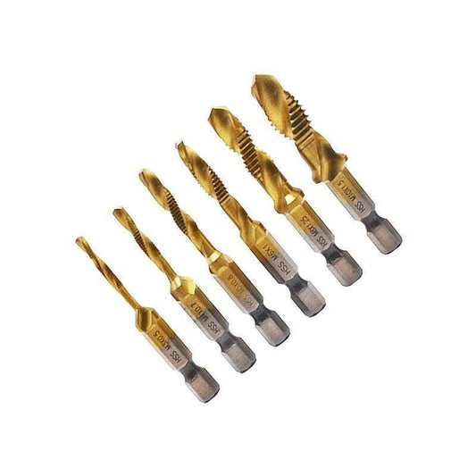 6X Hss Hex Shank Tap Drill Bits Metric Thread Screw Compound Tapping Set Tool.