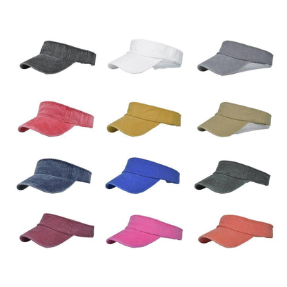 Unisex Summer Denim Sun Visor Cap Breathable Washed Running Hat UV Protection - Grey