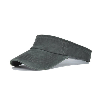 Unisex Summer Denim Sun Visor Cap Breathable Washed Running Hat UV Protection - Grey