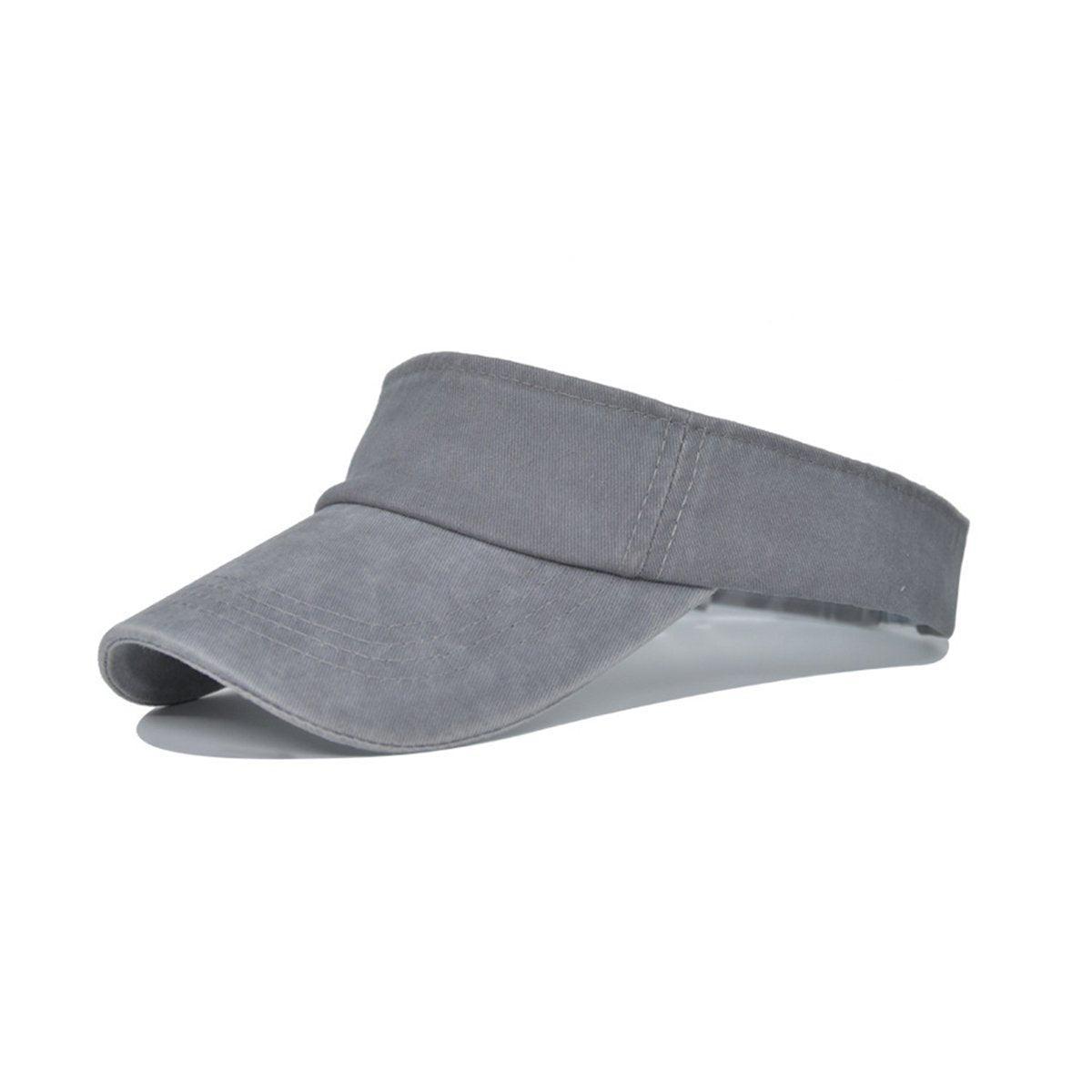 Unisex Summer Denim Sun Visor Cap Breathable Washed Running Hat UV Protection - Grey