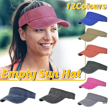 Unisex Summer Denim Sun Visor Cap Breathable Washed Running Hat UV Protection - Orange
