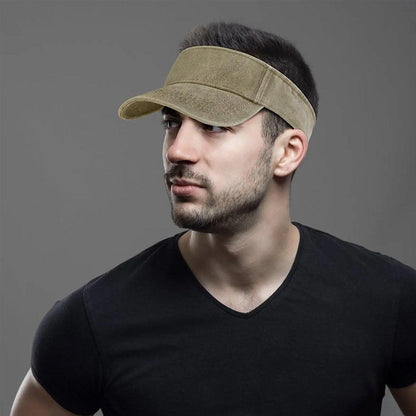 Unisex Summer Denim Sun Visor Cap Breathable Washed Running Hat UV Protection - Orange