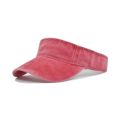 Unisex Summer Denim Sun Visor Cap Breathable Washed Running Hat UV Protection - Orange