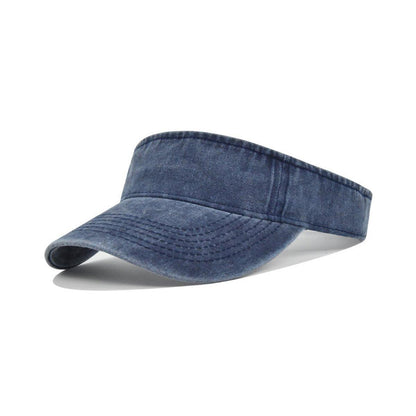 Unisex Summer Denim Sun Visor Cap Breathable Washed Running Hat UV Protection - Orange