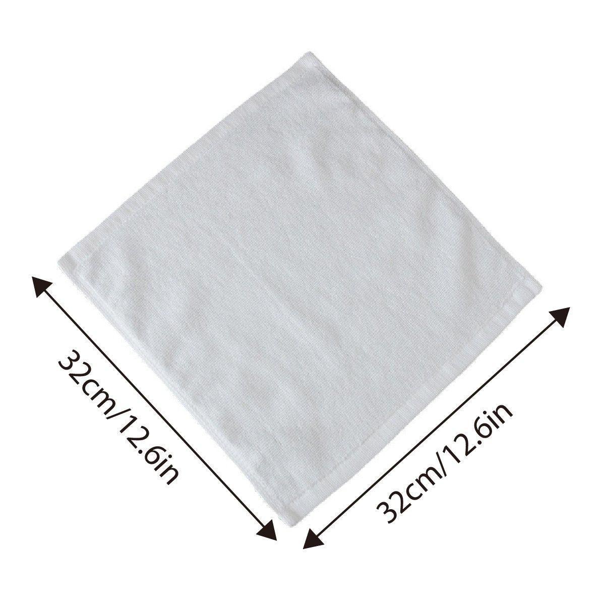 6PCS Hotel Cotton Face Towel White Soft Square Cloth Beauty Salon KTV Thick Wash - 32x32cm-Pearl satin-60g