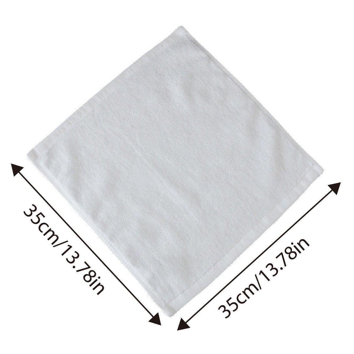 6PCS Hotel Cotton Face Towel White Soft Square Cloth Beauty Salon KTV Thick Wash - 35x35cm-Patternless-70g