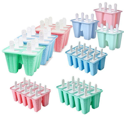 Silicone Ice Cream Mould Block Frozen Molds Icy Pole Jelly Popsicle - Pink-6Grid