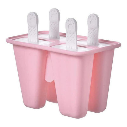 Silicone Ice Cream Mould Block Frozen Molds Icy Pole Jelly Popsicle - Pink-6Grid