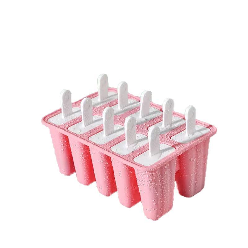 Silicone Ice Cream Mould Block Frozen Molds Icy Pole Jelly Popsicle - Pink-6Grid