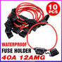 10Pcs 12V 40A Waterproof Standard Blade Inline Fuse Holder.