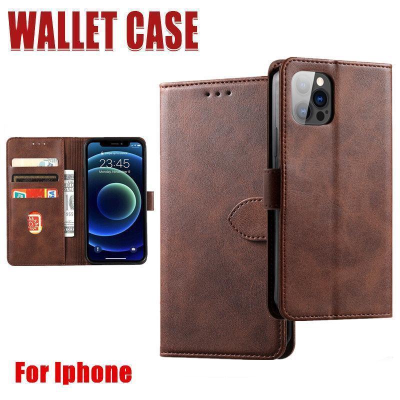Brown Wallet Leather Flip Case Cover For iPhone 7 8 6 6S Plus X 11 12 13 Pro XS Max XR - iPhone 14 Plus.