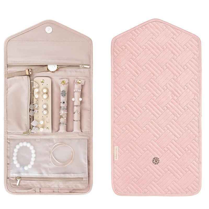 Periea Travel Jewellery Roll -Jewellery Travel Pouch Portable Case Box Organiser - Pink.