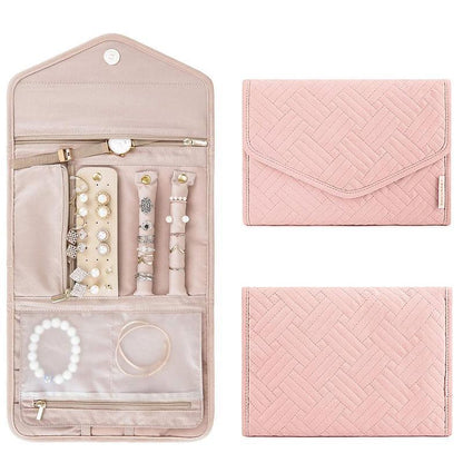 Periea Travel Jewellery Roll -Jewellery Travel Pouch Portable Case Box Organiser - Pink.