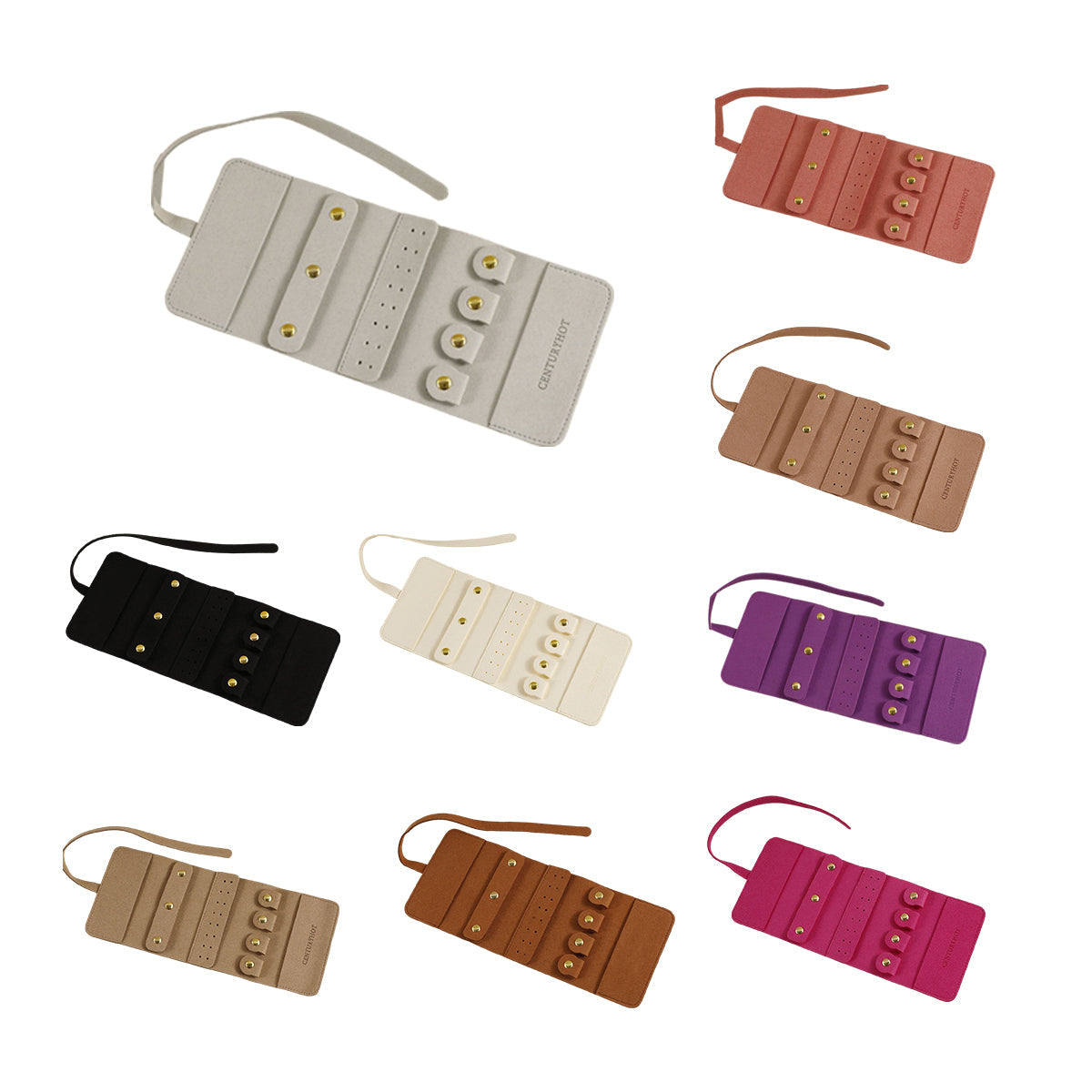 Portable Microfiber Jewelry Storage Bag Roll Organizer for Earrings Necklaces - Purple.