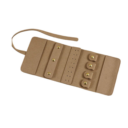 Portable Microfiber Jewelry Storage Bag Roll Organizer for Earrings Necklaces - Purple.
