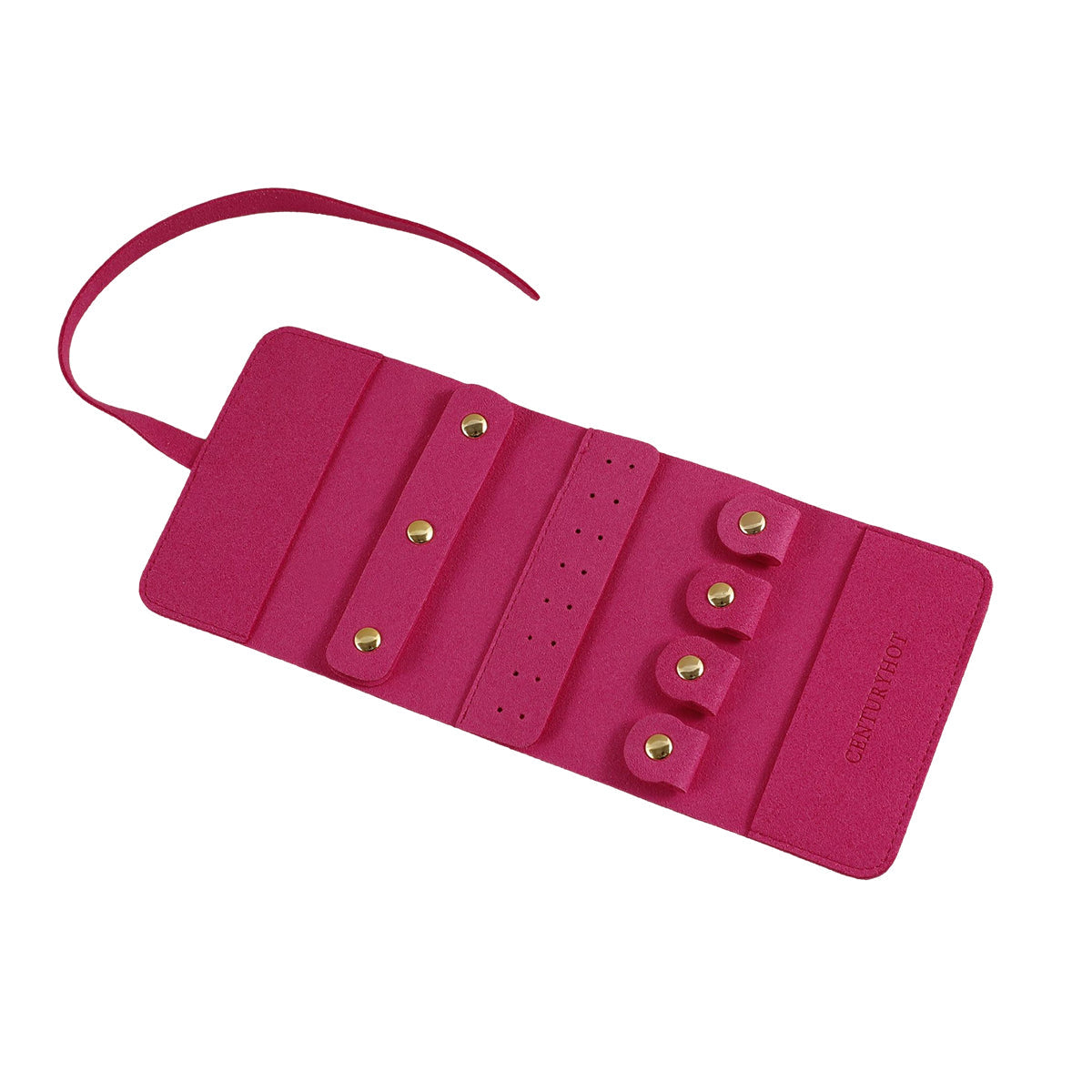 Portable Microfiber Jewelry Storage Bag Roll Organizer for Earrings Necklaces - Purple.