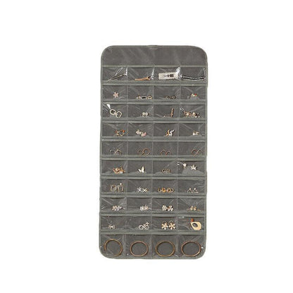 80 Pockets Jewelry Hanging Storage Organizer Holder Earring Display Pouch Bag - Beige