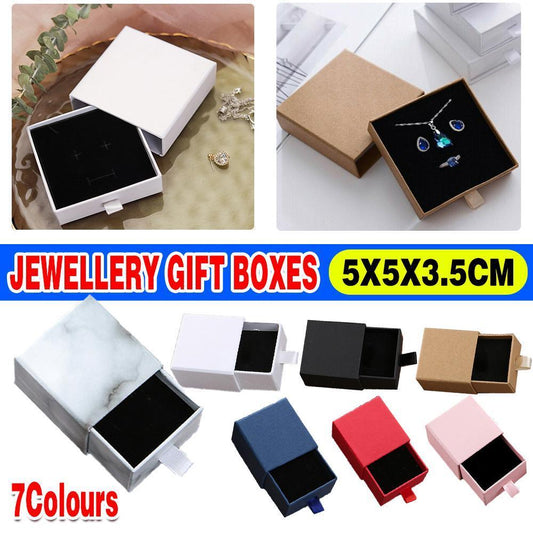 Jewellery Gift Box Necklace Ring Bracelet Bangle Earring Cardboard Box 5*5*3.5cm - Black.