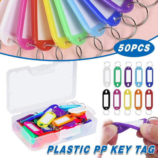 50pcs Colourful Boxed Key Tags Luggage ID Marker Labels Organiser Tag Holder.