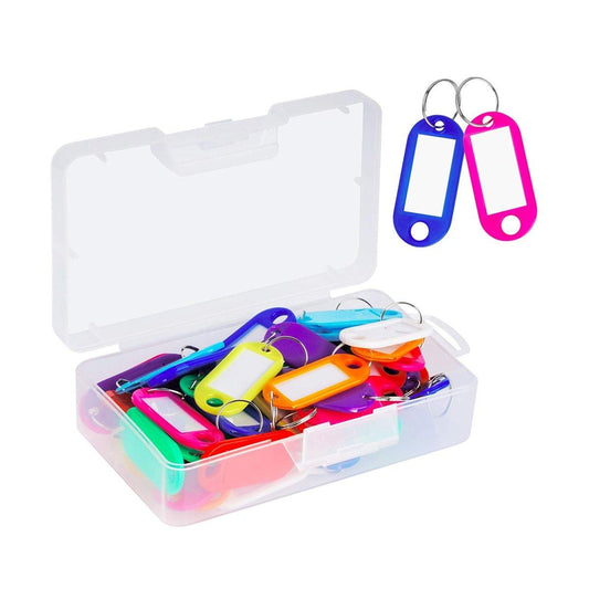 50pcs Colourful Boxed Key Tags Luggage ID Marker Labels Organiser Tag Holder.