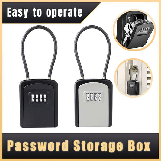 Portable Key Lock Box Hanging Combination Storage Organizer for Home Security - Black.