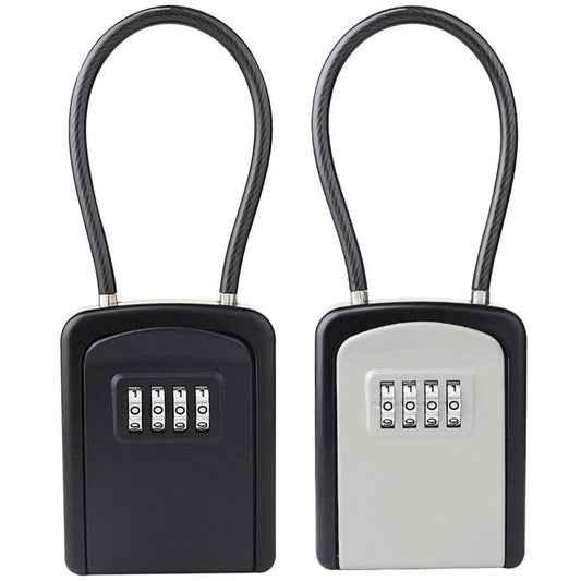 Portable Key Lock Box Hanging Combination Storage Organizer for Home Security - Black.