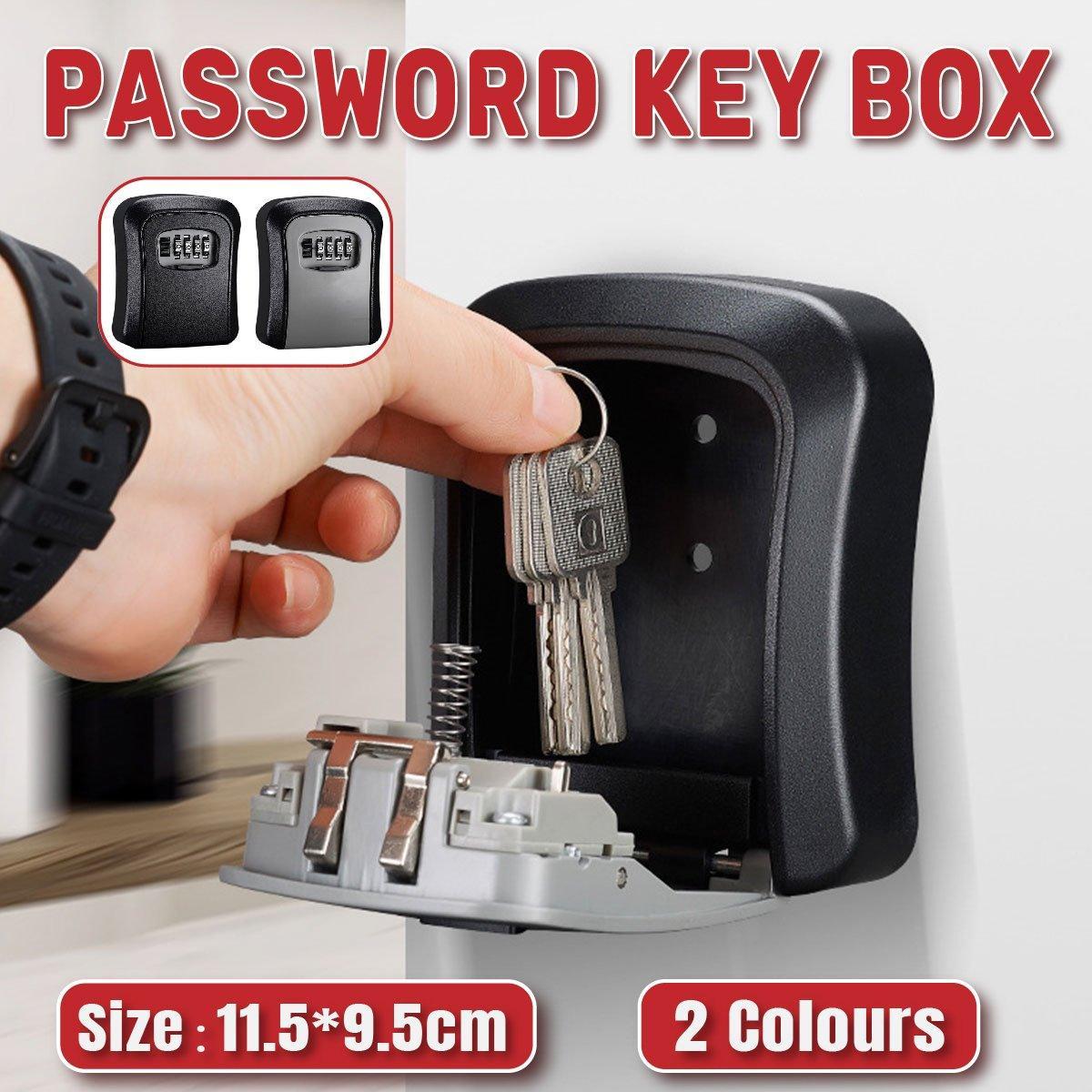 Combination Key Box with Combination Lock for Home Office Security Storage - Grey.
