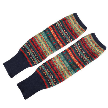 Women Ladies Winter Warm Knit Wool Leg Warmer Woolen Knee Knit Socks Leggings - Green