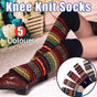 Women Ladies Winter Warm Knit Wool Leg Warmer Woolen Knee Knit Socks Leggings - Blue