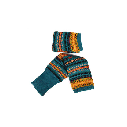 Women Ladies Winter Warm Knit Wool Leg Warmer Woolen Knee Knit Socks Leggings - Blue