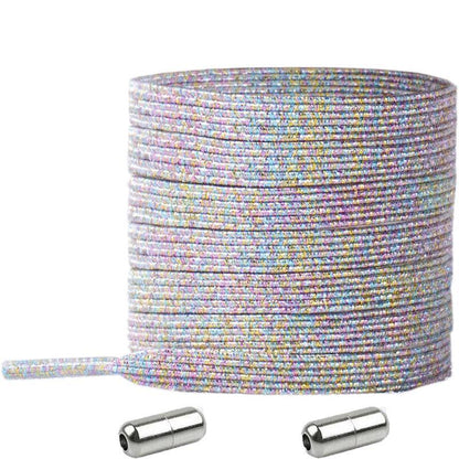 No Tie Locked Elastic Shoelace Shoe Lace Lazy Laces Sneakers Sports - NO.19 Glitter Yellow
