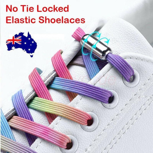 No Tie Locked Elastic Shoelace Shoe Lace Lazy Laces Sneakers Sports - NO.21 Royal Blue
