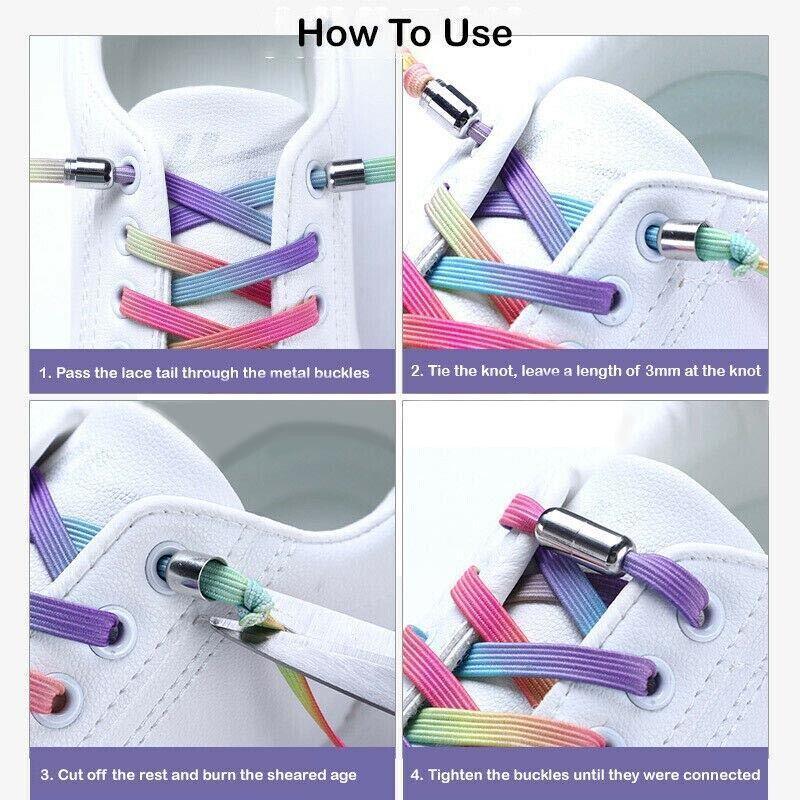 No Tie Locked Elastic Shoelace Shoe Lace Lazy Laces Sneakers Sports - NO.7 Bamboo Green
