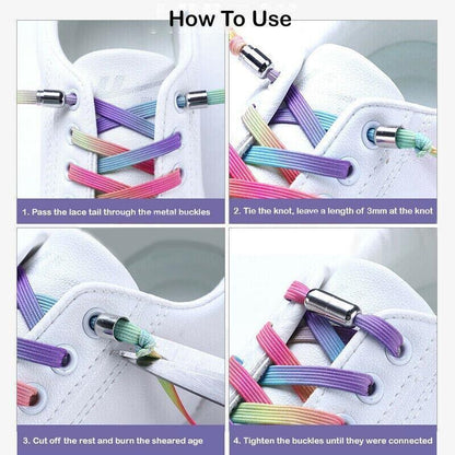 No Tie Locked Elastic Shoelace Shoe Lace Lazy Laces Sneakers Sports - NO.7 Bamboo Green