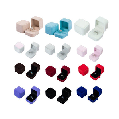 10X Flannel Ring Jewelry Earring Ring Jewelry Boxes Exquisite Gift Organizer - Apricot
