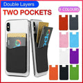 Silicone Phone Card Holder Double Layer Adhesive Wallet with 3M Backing - Red.