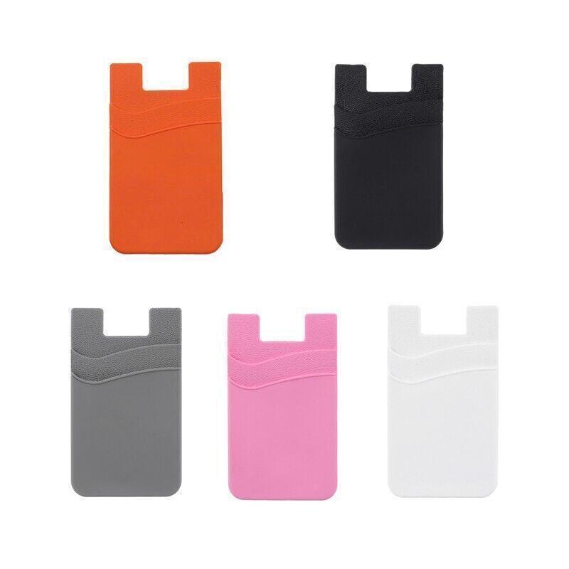Silicone Phone Card Holder Double Layer Adhesive Wallet with 3M Backing - Red.