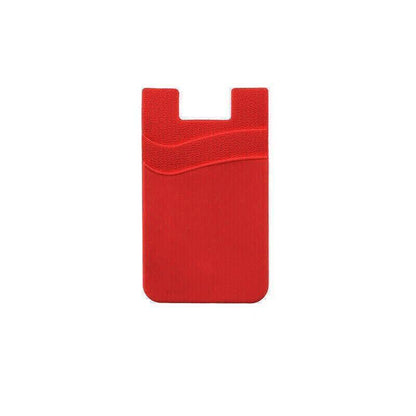 Silicone Phone Card Holder Double Layer Adhesive Wallet with 3M Backing - Red.