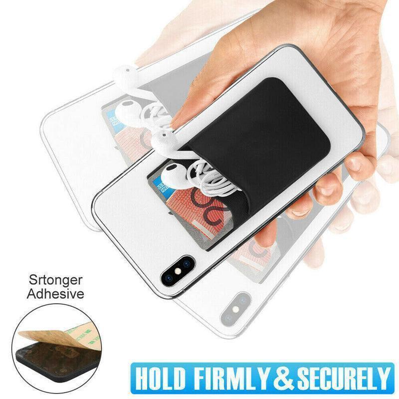 Silicone Phone Card Holder Double Layer Adhesive Wallet with 3M Backing - White.