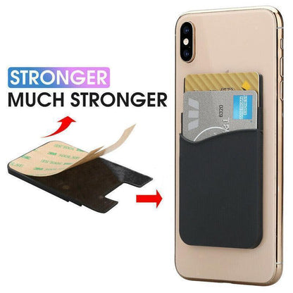 Silicone Phone Card Holder Double Layer Adhesive Wallet with 3M Backing - White.