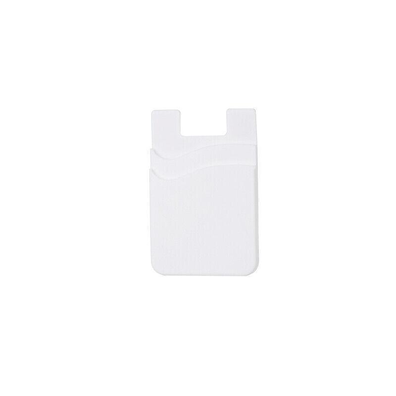 Silicone Phone Card Holder Double Layer Adhesive Wallet with 3M Backing - White.