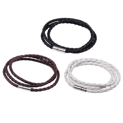1Pc New Fashion Men Women Three Laps Pu Leather Bracelet Wristband Bangle Punk - Red