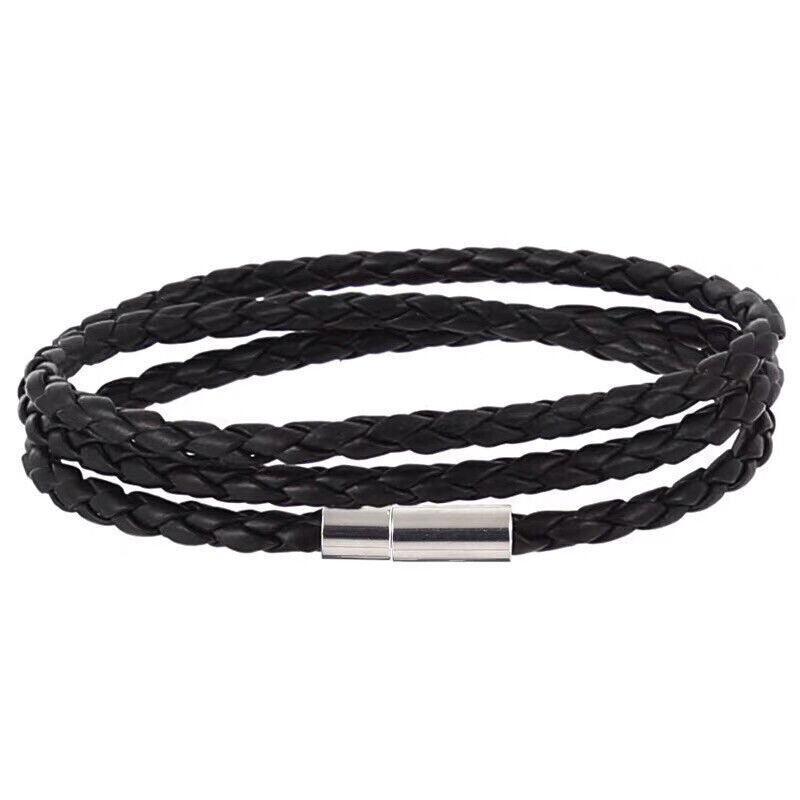 1Pc New Fashion Men Women Three Laps Pu Leather Bracelet Wristband Bangle Punk - Red